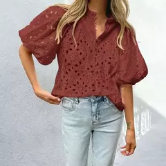 Camisa Bordada con Ojales en internet