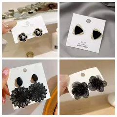 Pendientes Flores Negras - comprar en línea