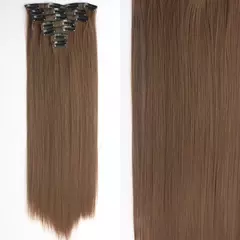 Extensión de Pelo Largo y Liso Natural 16 Clips