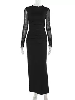 Vestido Negro de Manga Larga - comprar en línea
