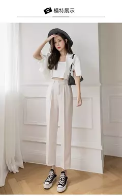 Traje negro Haren para mujer, pantalones informales de cintura alta elástica - TOKO Directo a tu Puerta