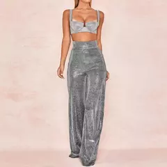 Pantalones Plateado Prillante - tienda en línea
