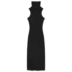 Vestido ajustado sin mangas de cuello alto para mujer, Sexy, elástico, Verano