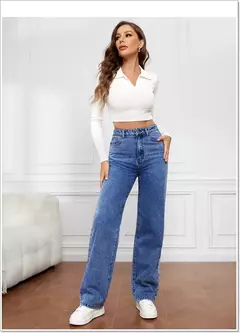 Pantalones vaqueros rectos para mujer de cintura alta