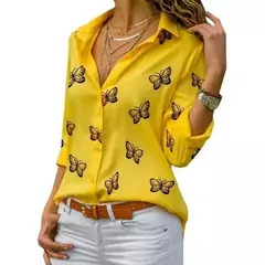 Blusa holgada de manda larga con estampado de mariposa - TOKO Directo a tu Puerta