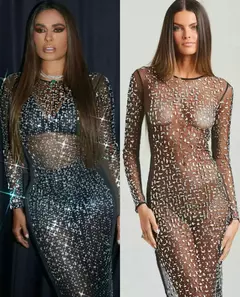 Vestido de Malla Transparente Brillos - tienda en línea