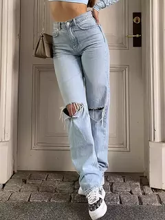 Imagen de Jeans Rectos de Cintura Media