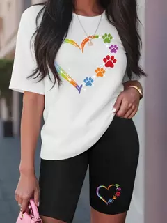 Conjunto de dos piezas con estampado de pies coloridos para mujer - TOKO Directo a tu Puerta