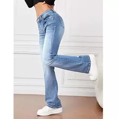 Imagen de Pantalones vaqueros rectos elásticos para mujer