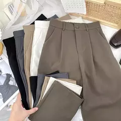 Traje negro Haren para mujer, pantalones informales de cintura alta elástica - TOKO Directo a tu Puerta