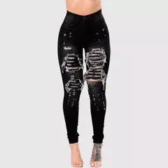 Pantalones rasgados de cintura alta para mujer - comprar en línea