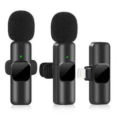 Micrófono Lavalier inalámbrico portátil para iPhone, Android.