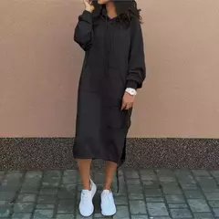 Vestido holgado informal de manga larga con cuello redondo. - TOKO Directo a tu Puerta