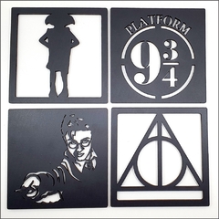 Kit 10 Quadros Harry Potter Vazado Preto Recorte MDF 6mm 16x16cm na internet