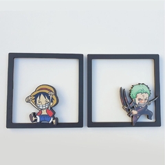 Kit 4 One Piece 3D Luffy Zoro Sanji Tony Tony Chopper MDF Anime Mangá - Set Ideias Criativas