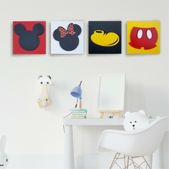 Kit 4 Quadros Mickey Alto Relevo Cabeça Mickey Minnie Sapato Short na internet