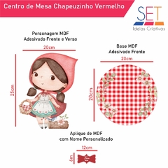 Kit 6 Centro de Mesa CHapeuzinho Vermelho MDF Festa Personalizada - comprar online