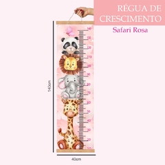 Régua de Crescimento Animais Safari Rosa