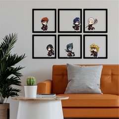 Akatsuki Kit 6 Quadros 3D Personagem Naruto