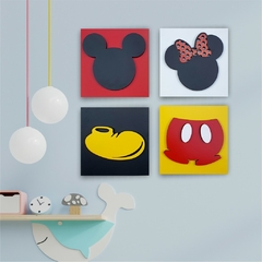 Kit 4 Quadros Mickey Alto Relevo Cabeça Mickey Minnie Sapato Short - comprar online
