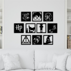 Kit 10 Quadros Harry Potter Vazado Preto Recorte MDF 6mm 16x16cm