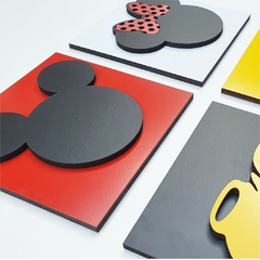 Kit 4 Quadros Mickey Alto Relevo Cabeça Mickey Minnie Sapato Short - loja online