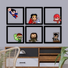 Kit 6 Quadros Heróis DC *Super Homem *Mulher Maravilha *Flash *Lanterna *Aquaman *Mulher Gato - comprar online