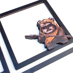 4 Quadros Star Wars 3D Chewbacca, Luke Skywalker, Emperor Palpatine, Wicket Wystri Warrick na internet