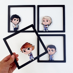 Kit 4 Quadros Grey's Anatomy Personagem 3D *Meredith Grey *Derek *Alex Karev *Izzie 16x16cm