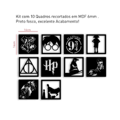 Kit 10 Quadros Harry Potter Vazado Preto Recorte MDF 6mm 16x16cm - comprar online