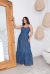 Vestido Longo Jeans com Decote e Babado na internet