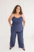 Macacão Feminino Jeans Plus Size com Alça Ajustável
