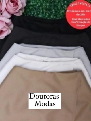 Doutoras Modas Short Saia Gabardine com Zíper Lateral Casual Coleção Nova G170