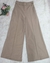 Doutoras Modas Calça Pantalona Lisa Com Bolsos Laterais Botões em Gabardine Cintura Alta Elegante 8447