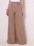 Imagem do Doutoras Modas Calça Pantalona Lisa Com Bolsos Laterais Botões em Gabardine Cintura Alta Elegante 8447