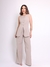Imagem do Doutoras Modas Conjunto Gabardine Calça Pantalona e Colete Acinturado com Recorte em V Moderno Elegante 860000