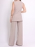 Doutoras Modas Conjunto Gabardine Calça Pantalona e Colete Acinturado com Recorte em V Moderno Elegante 860000