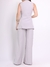 Doutoras Modas Conjunto Gabardine Calça Pantalona e Colete Acinturado com Recorte em V Moderno Elegante 860000 - loja online