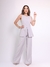 Doutoras Modas Conjunto Gabardine Calça Pantalona e Colete Acinturado com Recorte em V Moderno Elegante 860000