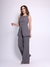 Doutoras Modas Conjunto Gabardine Calça Pantalona e Colete Acinturado com Recorte em V Moderno Elegante 860000