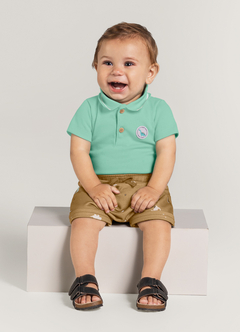 CONJUNTO BEBÊ MENINO GOLA POLO + SHORT MOLETINHO ESTAMPADO DINO BRANDILI BABY - comprar online