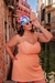 Conjunto Peach Top e Saia na internet