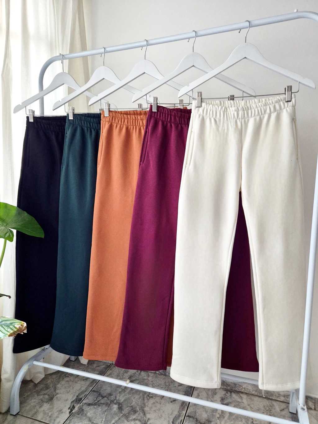 Pantalon recto algodón frizado