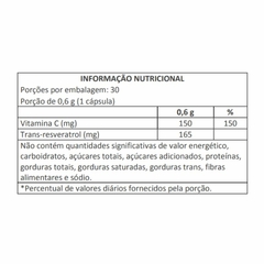 Trans Resveratrol 30 cápsulas 600mg - comprar online