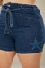 Short Jeans cintura alta e estrela em cristais