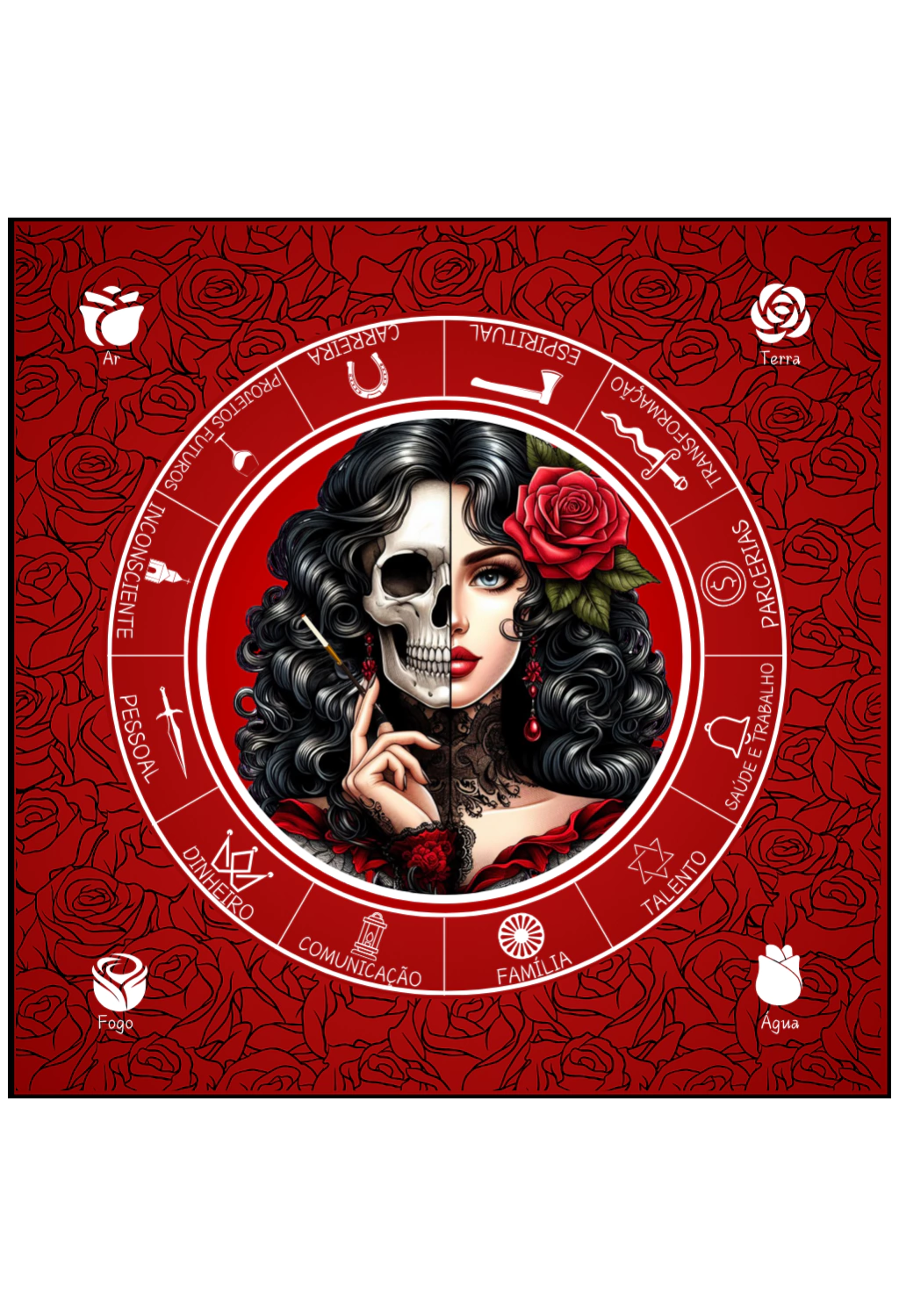 TOALHA DE JOGO ROSA CAVEIRA