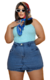 Imagem do Short Saia Feminino - Jeans - Marmorizado