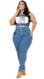 Calça Cós Duplo - Feminina - Jeans Marmorizado - comprar online