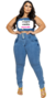 Calça Cós Duplo - Feminina - Jeans Marmorizado - Top Charme Jeans