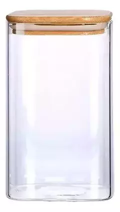 Frasco Hermético Carol Vidrio 1200 Ml Tapa Bambú cuadrado